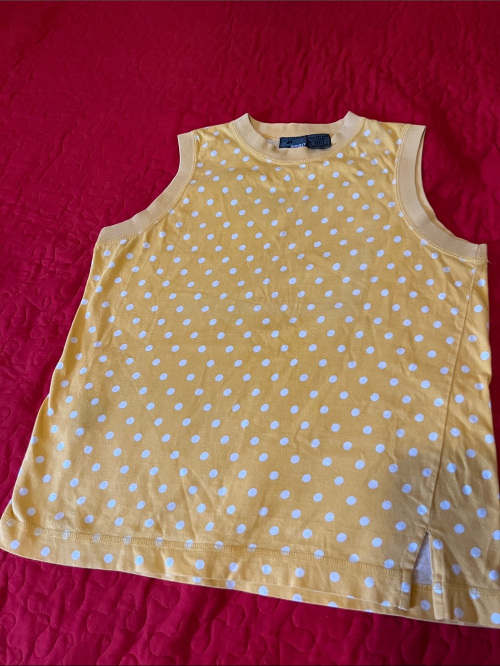 Yellow Polka Dot Sleeveless Tank Top